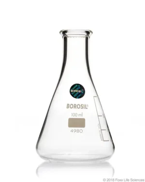Borosil® Narrow Mouth Glass Erlenmeyer Flasks, 100 mL, 100/CS