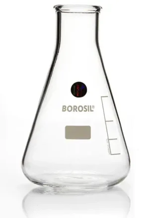 Borosil® Narrow Mouth Erlenmeyer Conical Flasks with Interchangeable Joint 19/26, 50 mL, 10/CS