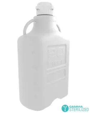 EZBio® 20 L (5 Gal) Gamma Sterilized Double Bagged HDPE Space Saving Carboy with 83 mm (83B) VersaCap® and 26.5 L Max Capacity, Large Pinched Handles, 1/EA