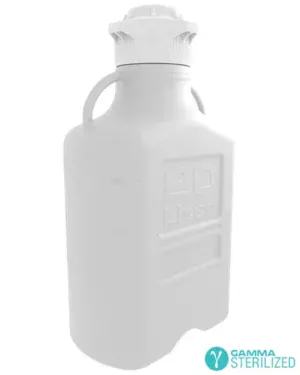 EZBio® 20 L (5 Gal) Gamma Sterilized Double Bagged HDPE Space Saving Carboy with Wide Mouth 120 mm VersaCap® and 26.5 L Max Capacity, Large Pinched Handles, 1/EA