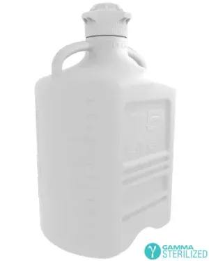 EZBio® 75 L (20 Gal) Gamma Sterilized Double Bagged HDPE Space Saving Carboy with Wide Mouth 120 mm VersaCap® and 79.5 L Max Capacity, Large Pinched Handles, 1/EA