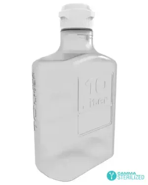 EZBio® 10 L (2.5 Gal) Gamma Sterilized Double Bagged PETG Space Saving Carboy with 83 mm (83B) VersaCap® and 13 L Max Capacity, Large Pinched Handles, 1/EA