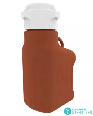 EZBio® 2.5 L (0.5 Gal) Gamma Sterilized Double Bagged Light Blocking Amber HDPE Space Saving Carboy with 83 mm (83B) VersaCap® and 3.25 L Max Capacity, Large Pinched Handles, 1/EA