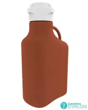 EZBio® 5 L (1 Gal) Gamma Sterilized Double Bagged Light Blocking Amber HDPE Space Saving Carboy with 83 mm (83B) VersaCap® and 6.9L Max Capacity, Large Pinched Handle, 1/EA