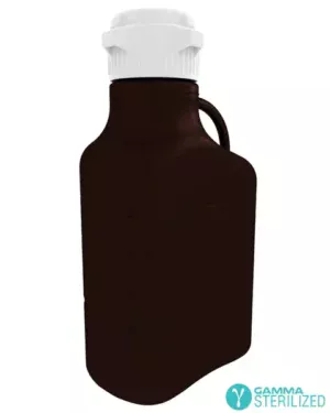 EZBio® 5 L (1 Gal) Gamma Sterilized Double Bagged Autoclavable Light Blocking Dark Amber Polypropylene (PP) Space Saving Carboy with 83 mm (83B) VersaCap® and 6.9L Max Capacity, Large Pinched Handles, 1/EA