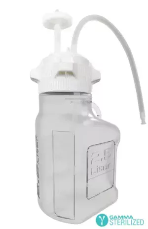 EZBio® Single Use Carboy Assembly, 2.5 L (0.5 Gal) Gamma Sterilized PETG Carboy for Aseptic Transfer and Sterile Storage with VersaCap 83B (83 mm), Vent and 1/4 in ID TPE Dip Tube, 1/EA