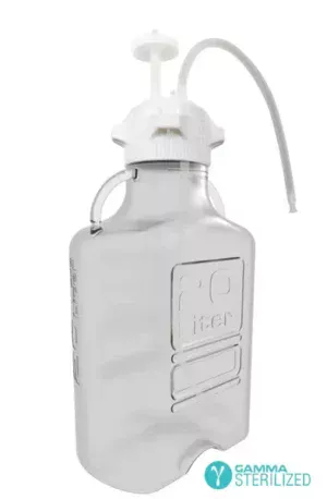 EZBio® Single Use Carboy Assembly, 20 L (5 Gal) Gamma Sterilized PETG Carboy for Aseptic Transfer and Sterile Storage with VersaCap 120 mm, Vent and 1/4 in ID TPE Dip Tube, 1/EA