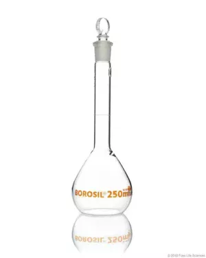 Borosil® Volumetric Flask Class A with Interchangeable PP Stopper (24/29), Individual Certificate, 1 L (1,000 mL), 10/CS