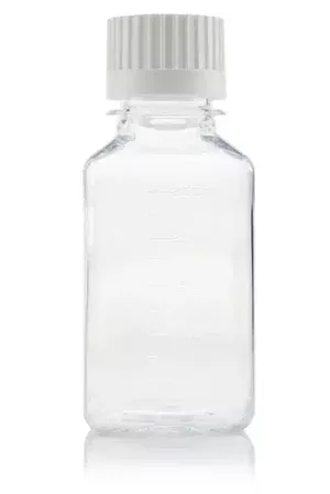 EZBio® Titanium Square, Polyethylene Terephthalate Glycol (PETG) Media Bottles, Sterile Storage Bottles, 38-430 mm VersaCap, 250mL, 60/CS