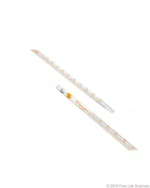 Borosil® Reusable Class A Mohr (Measuring) Pipettes (Pipets) with Permanent Amber Graduations and Individual Serial Numbers, Batch Certificate, 1 mL (0.01 mL Intervals), 10/CS