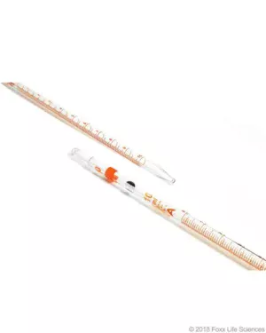Borosil® Reusable Class A Mohr (Measuring) Pipettes (Pipets) with Permanent Amber Graduations and Individual Serial Numbers, Individual Certificate, 10 mL (0.10 mL Intervals), 10/CS