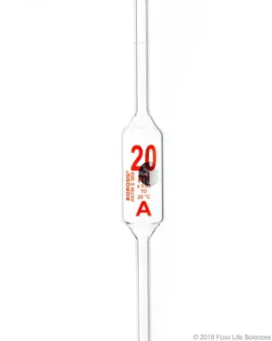 Borosil® Volumetric Pipette Class A, 20 mL, Batch Certificate, 10/CS