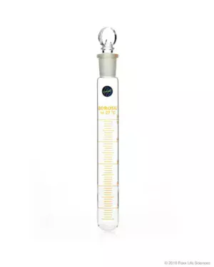 Borosil® Reusable Heavy Duty Test Tubes with Graduations and Ground Glass Stoppers (Glass-Stoppered End), 50 mL, 10/CS