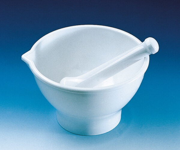 Mortar, MF, white, with base/spout, 125x80 mm