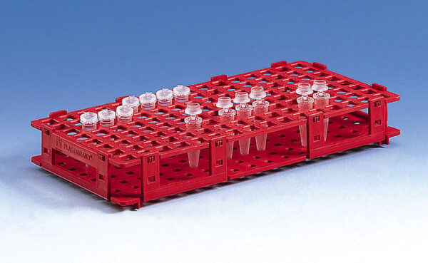 Microcentrifuge tube racks,11mm,128 tubes,8x16,blue,pk of 5