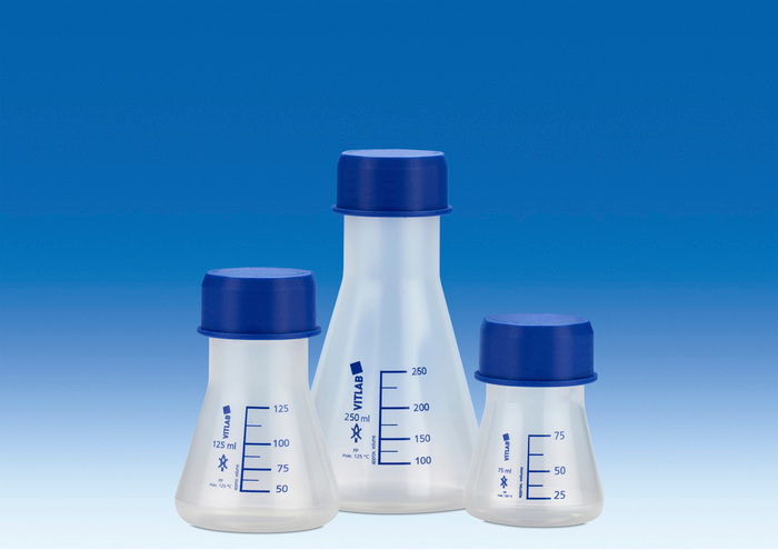 Erlenmeyer Flasks, PP, with screw caps, PP, 75mL, pack of 6