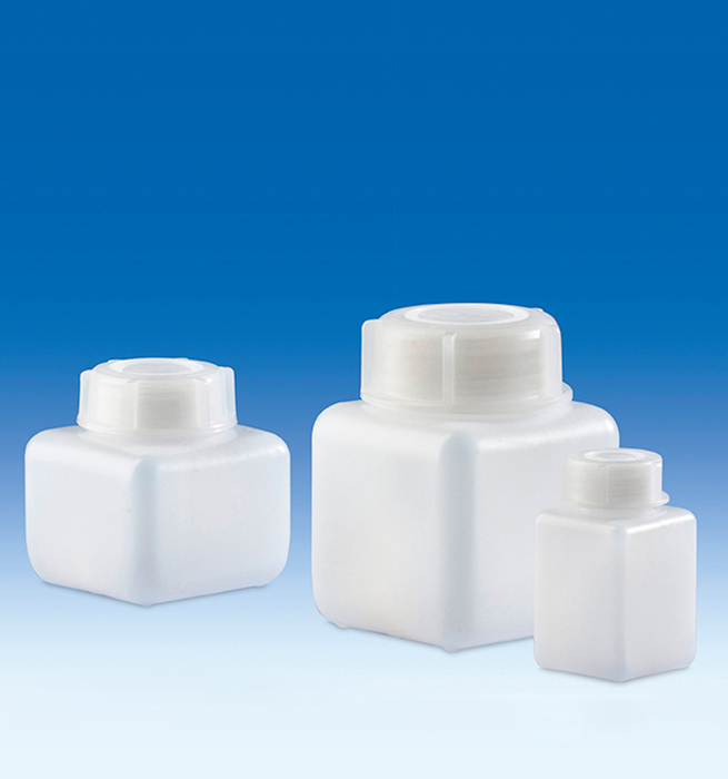 Square Bottle, wide mouth, HDPE, GL32 cap, HDPE, 100mL, pk24