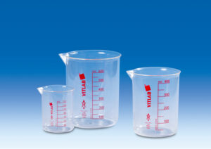Griffin Beaker,PMP,Red screened graduations,250mL, pack of 6