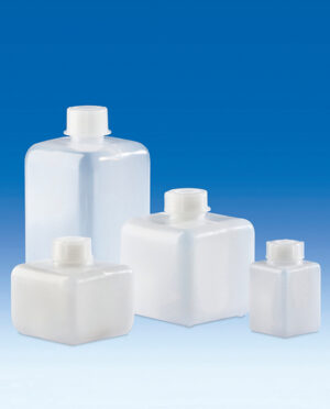 Square Bottle, HDPE, GL25 cap, PP, 100mL, pack of 24