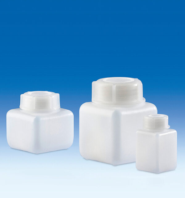 Square Bottle, wide mouth, HDPE, GL65 cap, HDPE, 500mL, pk12