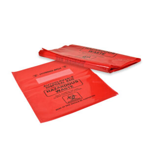 Autoclave bags, 10" x 12.5" ( 25cmx32cm) red, biohazard, printed, marking area, box of 100