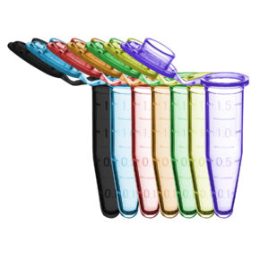 Microtube w/ cap, 1.5mL, assorted colors, sterile, w/ self-standing bag, 10 single color bags of 50, 500/pk