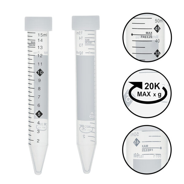 SpectraTubes™ Rainbow Capped Centrifuge Tubes, 50mL, sterile, 5 colors per rack (B,G,R,Y,O), 20 racks of 25 tubes, 500/cs