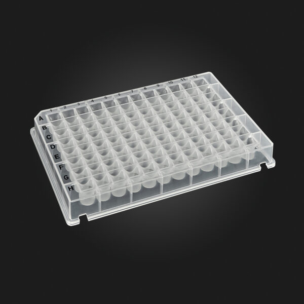 OptiWell™ Deep Well Plate, 96 Round Well, 0.4mL, 14.75mm height, U-bottom, Black Alphanumeric Printing, PP, 10 bags of 10 pieces, 100 / CS
