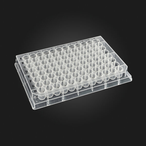 OptiWell™ Deep Well Plate, 96 Round Well, 0.4mL, 14.75mm height, F-bottom, Black Alphanumeric Printing, PP, 10 bags of 10 pieces, 100 / CS