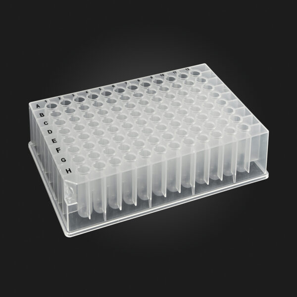 OptiWell™ Deep Well Elution Plate, 96 Square Well, 0.5mL, 15.1mm height, V-bottom, Black Alphanumeric Printing, PP, for Kingfisher and Accuris IsoPURE, 10 bags of 5 pieces, 50 / CS