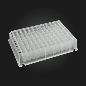 OptiWell™ Deep Well Plate, 96 Round Well, 0.5mL, 14.5mm height, U-bottom, Black Alphanumeric Printing, PP, Sterile, 10 bags of 10 pieces, 100 / CS