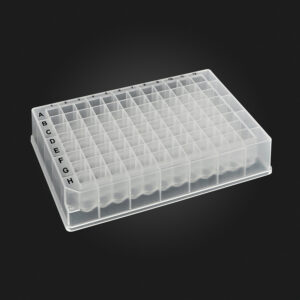 OptiWell™ Deep Well Plate, 96 Round Well, 1.0mL, 33.0mm height, V-bottom, Black Alphanumeric Printing, PP, Sterile, 10 bags of 5 pieces, 50 / CS