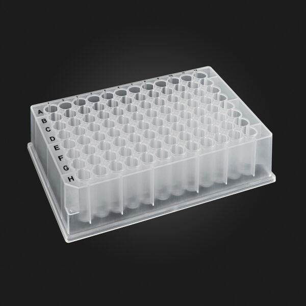 OptiWell™ Deep Well Plate, 96 Square Well, 1.0mL, 24.4mm height, V-bottom, for Kingfisher and Accuris IsoPURE, Black Alphanumeric Printing, PP, Sterile, 10 bags of 10 pieces, 100 / CS