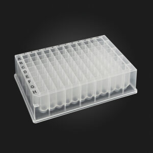 OptiWell™ Deep Well Plate, 96 Square Well, 1.2mL, 24.0mm height, U-bottom, Black Alphanumeric Printing,  PP, 10 bags of 5 pieces, 50 / Cs