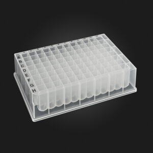 OptiWell™ Deep Well Plate, 96 Round Well, 1.2mL, 31.5mm height, U-bottom, for Nunc, Black Alphanumeric Printing,  PP, 10 bags of 5 pieces, 50 / CS