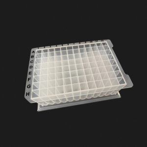OptiWell™ Deep Well Plate, 96 Round Well, 2.0mL, 44.3mm height, U-Bottom, for Hamilton, Black Alphanumeric Printing, PP, 10 bags of 5 pieces, 50 / CS