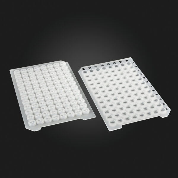 OptiWell™ Sealing Mat, 96 Round Well, Black Alphanumeric Printing, Silicone,  "+" Opening, Ø5.7mm, Printed, 50 / PK
