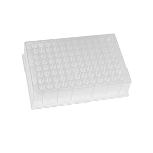 Assay Plates (PS), 384 Square Well Flat-Bottom, Natural, 14.41mm Height, 110µL, With Lid, Sterile, Individually Wrapped, 1 Plate/Pack, 40 Packs/Case