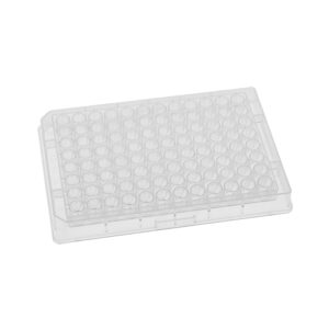 Assay Plates (PS), 96 Round Well Flat-Bottom, Black, 14.10mm Height, 340µL, With Lid, Sterile, Individually Wrapped, 1 Plate/Pack, 100 Packs/Case