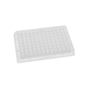 Assay Plates (PS), 96 Round Well Flat-Bottom, Natural, 14.10mm Height, 340µL, Sterile, Individually Wrapped, 1 Plate/Pack, 100 Packs/Case