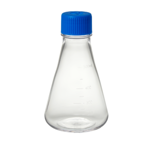 Flask, Erlenmeyer, 125mL, Polycarbonate, baffled bottom w/ vented screw cap, Sterile, indiv wrapped, 24/CS