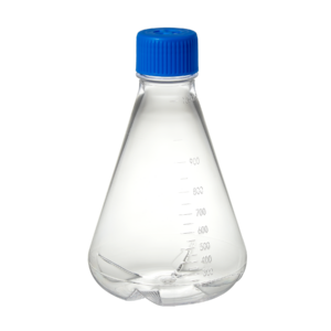 Flask, Erlenmeyer, 125mL, PETG, flat bottom w / vented screw cap, sterile, indiv wrapped, 24 / CS