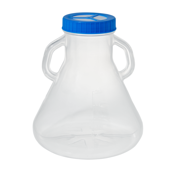 Flask, Erlenmeyer, 1000mL, PETG, flat bottom w / vented screw cap, Sterile, indiv wrapped, 6/CS