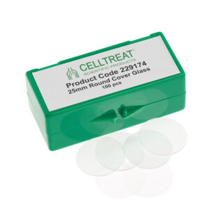 25mm Round Cover Glass, Fits 6 Well Plate, Sterile