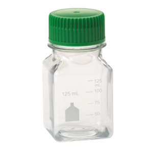 125mL Media Bottle, Square, PET, Bulk, Sterile