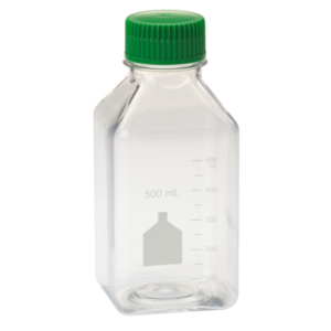 500mL Media Bottle, Square, PET, Bulk, Sterile