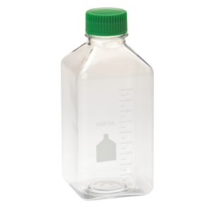 1000mL Media Bottle, Square, PET, Bulk, Sterile