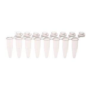 PCR 8-Strip Tubes, 0.2mL, Separable, Attached Flat Caps, Clear