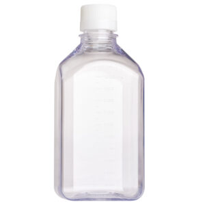 1000mL Media Bottle, Square, PETG, Bulk, Sterile