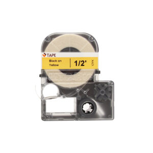 26' Cassette of 12mm lab tape, clear w/ black print